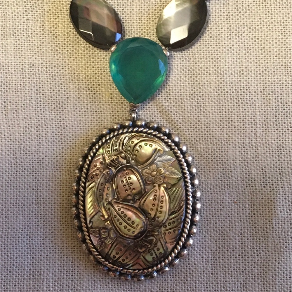 Stephen Dweck Tahitian Pearl/Agate/Silver Necklace